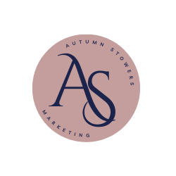 Logo for Autumn Stowers Marketing. It is a pink circle with the initials AS and the words Autumn Stowers curved around the initials on the top right and Marketing under the initials on the bottom left.